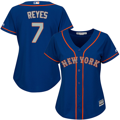 Mets #7 Jose Reyes Blue(Grey NO.) Alternate Women's Stitched MLB Jersey